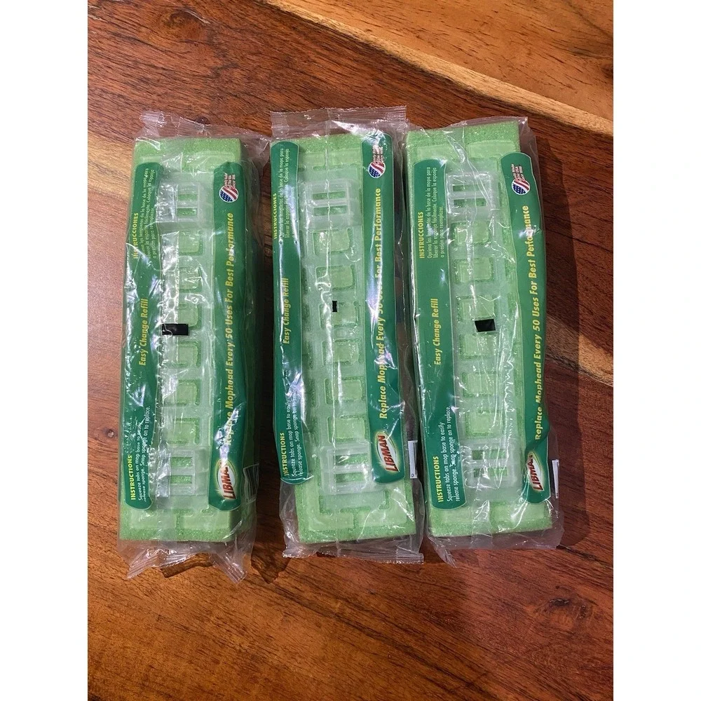 Lot Of 3 Libman Scrubster Floor Mop‎ Spone Refill Easy Change Snap-On And Off